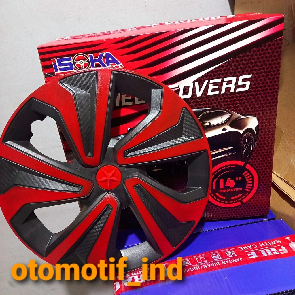 Tutup Velg dop roda cover velg wheel cover ring14 Merah Hitam
