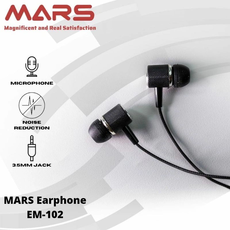 MARS EM-102 Handsfree Earphones Extra Bass Aux 3.5mm + Microphone Headset