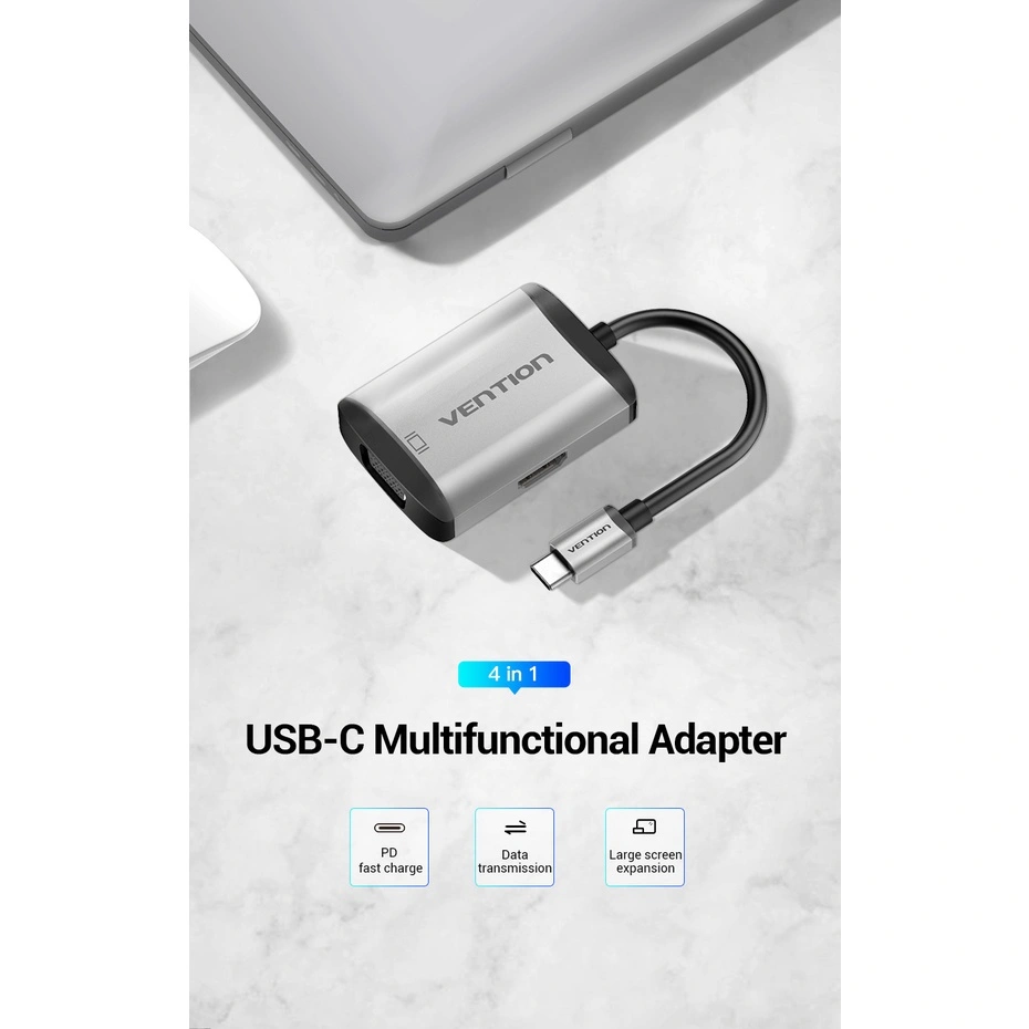 Vention Adapter 4 in 1 USB Type C to HDMI VGA USB 3.0 PD