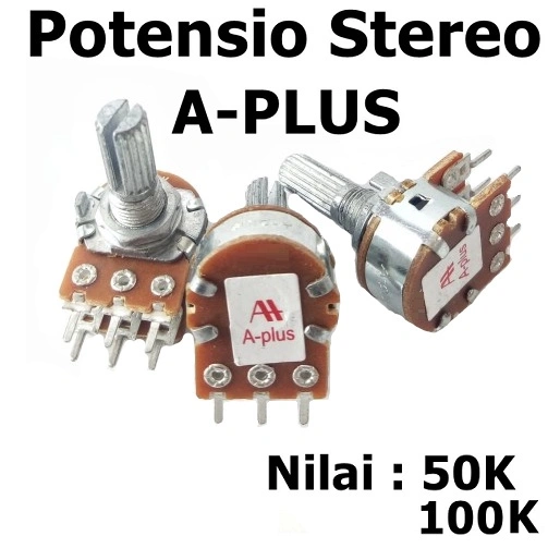 Potensio Stereo AS Pendek AS Panjang 6 kaki A-Plus A - Plus 50k 100k 50 k 100 k A Plus APlus