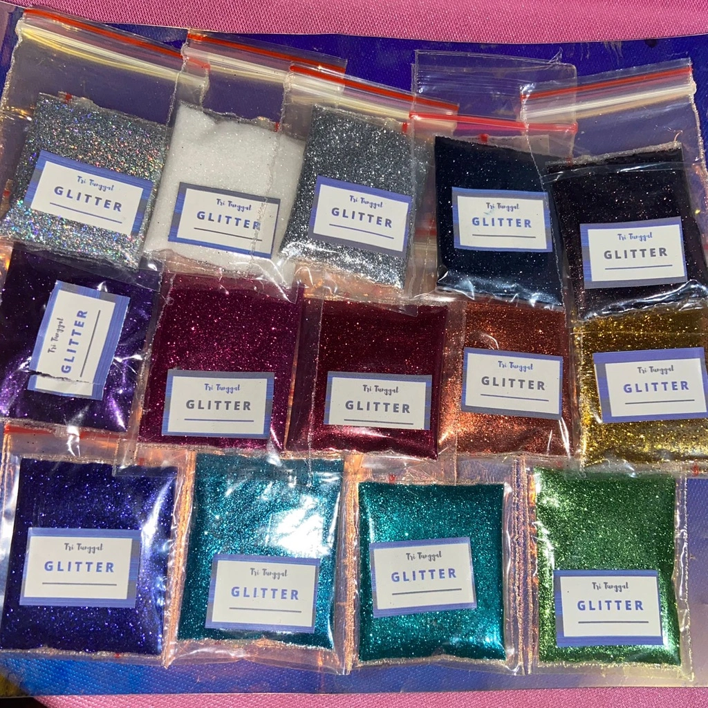 GLITTER Serbuk 8 GR 8gr Plastik Glitter Eceran Pernak Pernik Bubuk Padat Kerajinan Kesenian Art Prakarya Seni Peralatan Emas Craft Crafting Warna Warni Paint Painting Color Colorful Malang