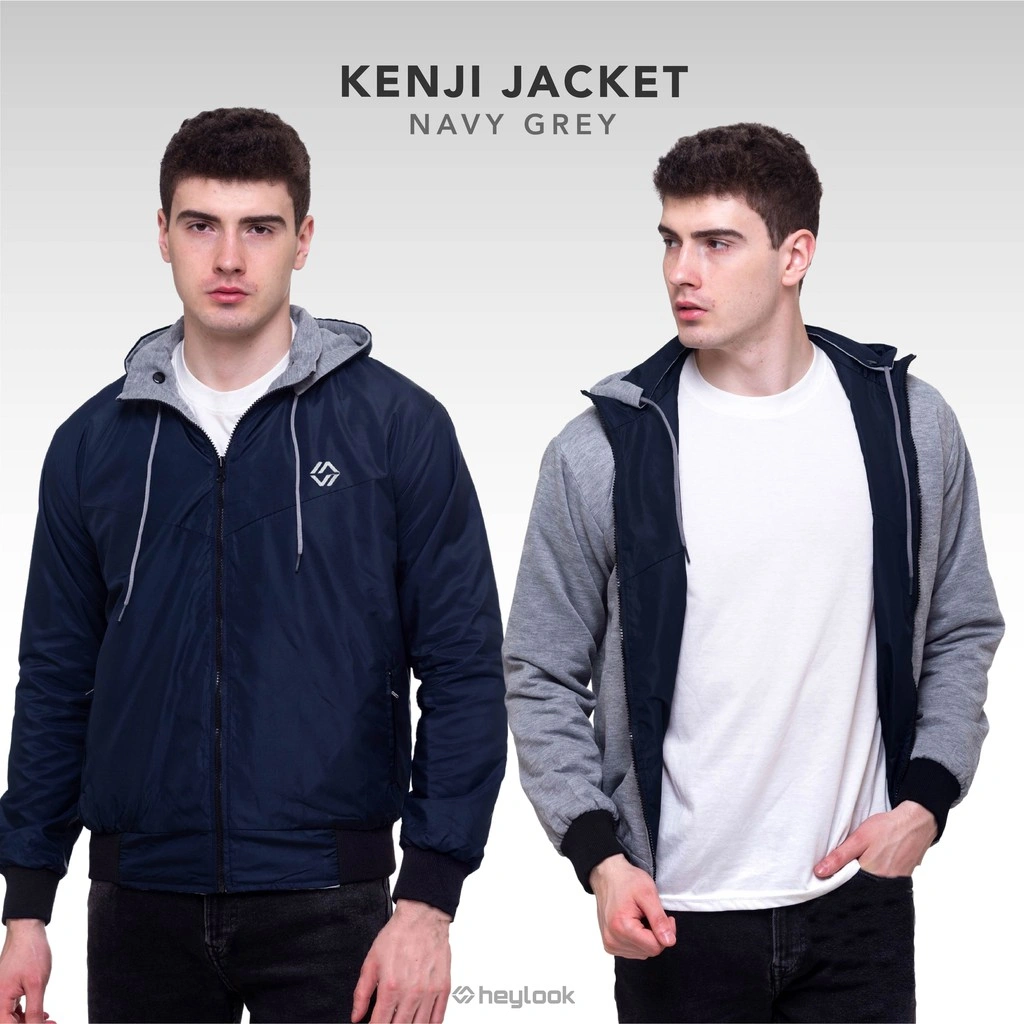 HEYLOOK Official - Jaket Parasut Pria Bolak Balik Jaket KENJI Motor Pria Hodie Bisa Dilepas