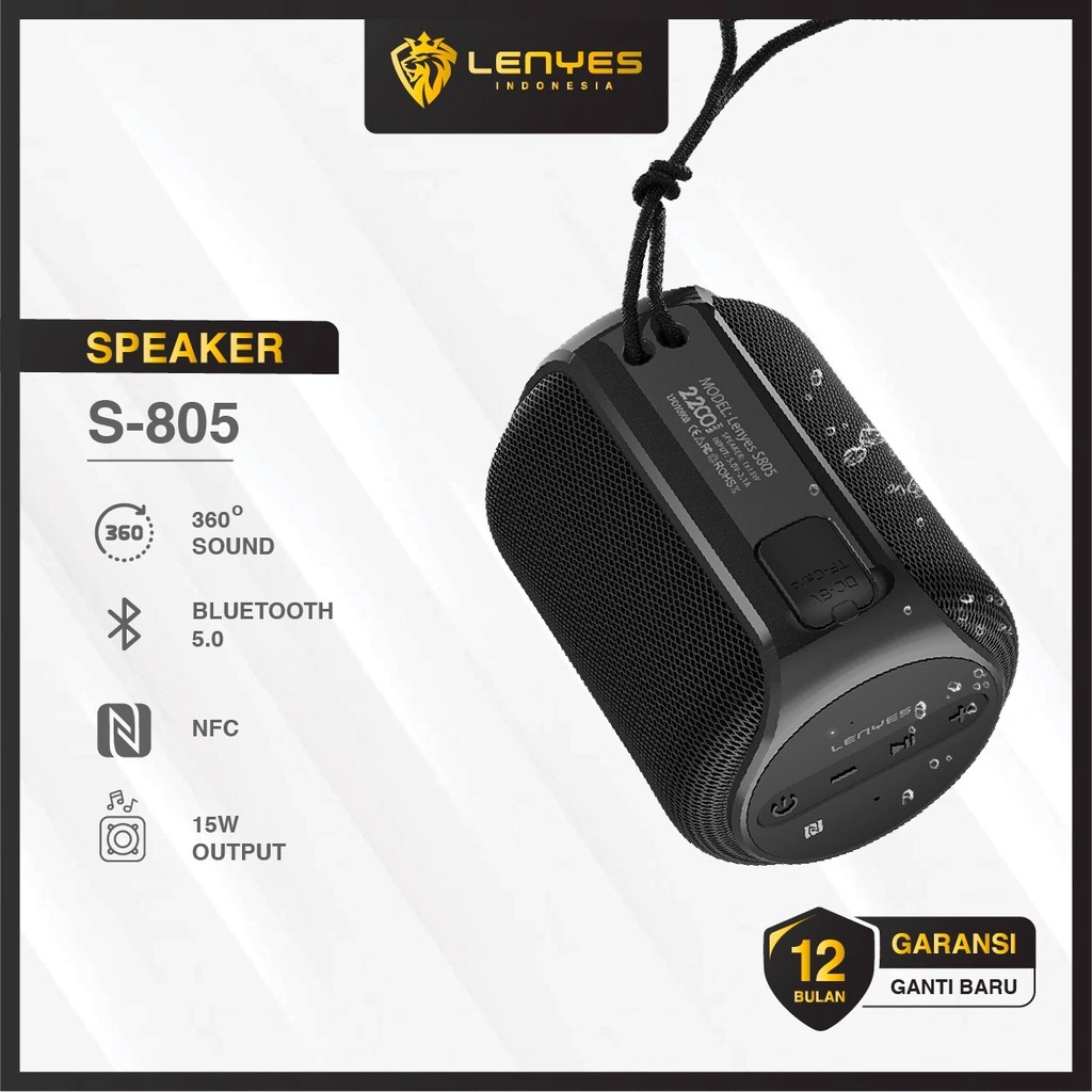 LENYES S805 15w waterproof ipx6 wireless bluetooth hifi nfc stereo portable speaker extra bass ori