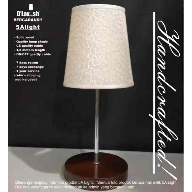 Bali WOOD 38cm SSRB - Lampu Meja Hias Nakas/Tidur/Nakas