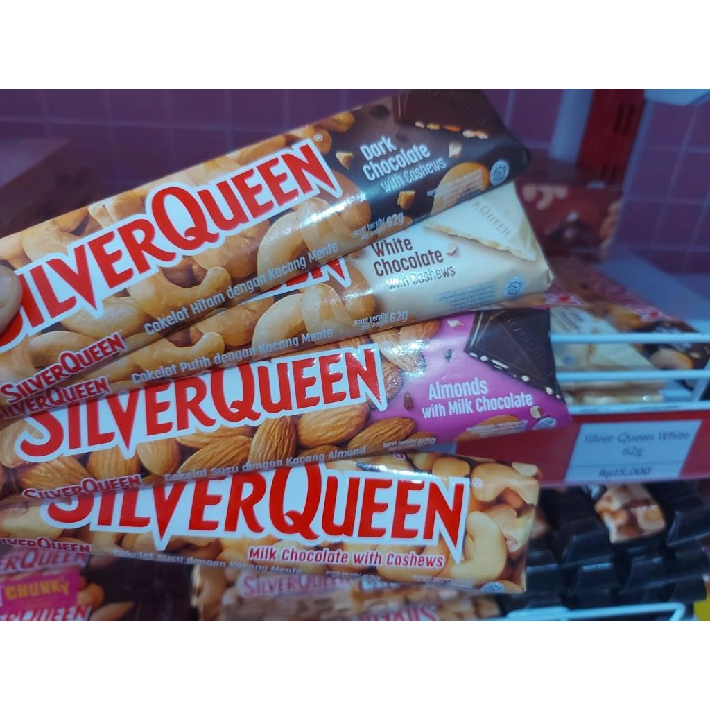 Coklat Silver Queen Bar 58g | silver queen batangan mente mede cashew dark white