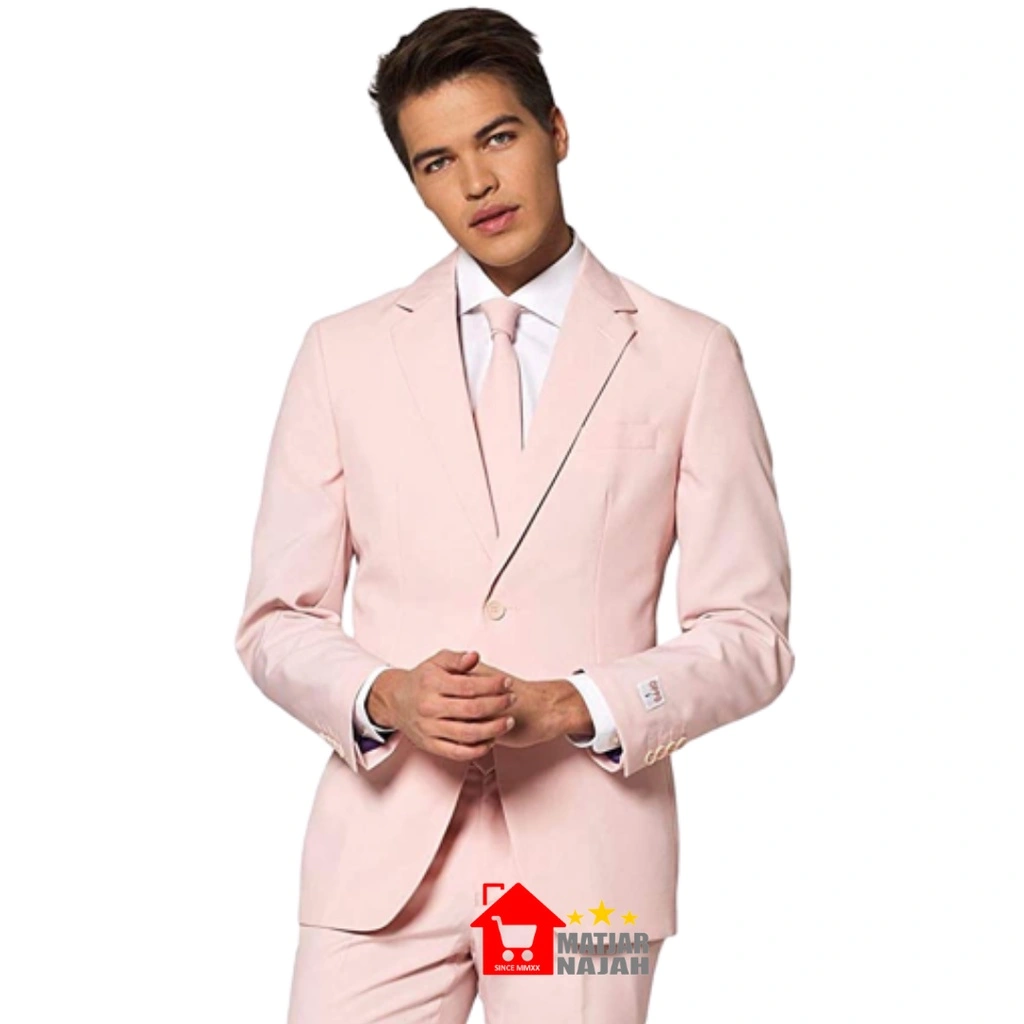 Matjar Najah - Jas Pria Pink Muda Slimfit Reguler Casual Formal Trendy