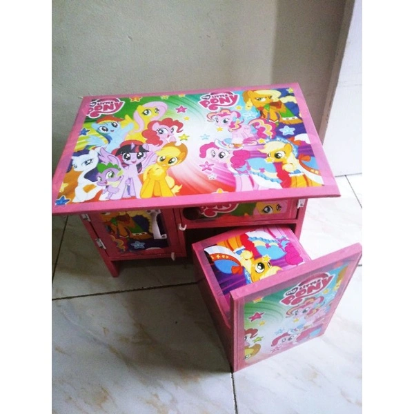 set meja belajar anak balita PINK