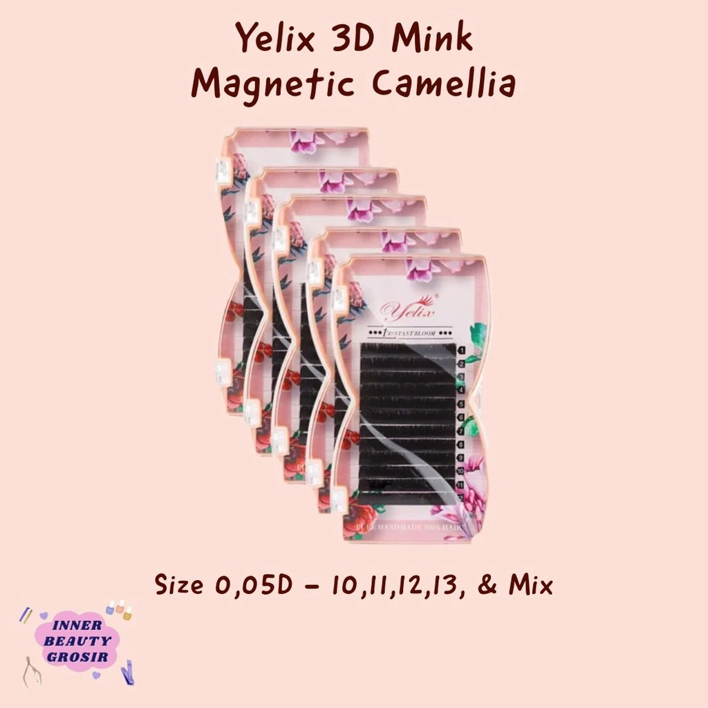 Yelix Bloom 3D Mink Magnetic Camellia Ekstensi Bulu Mata / Yelix Bloom Box Pink