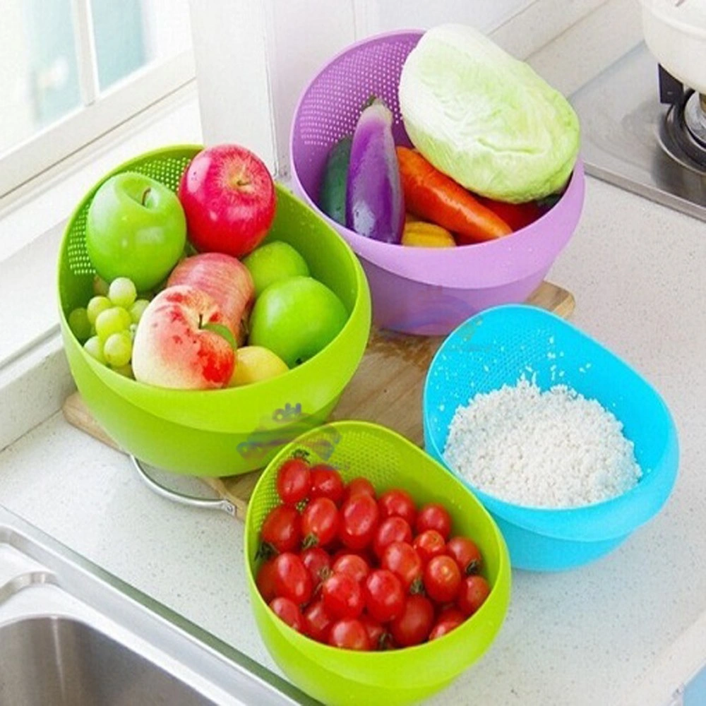 Baskom Cuci Beras Sayur Buah Drain Basket Rice Serbaguna Perlengkapan Dapur Kitchenware Washer