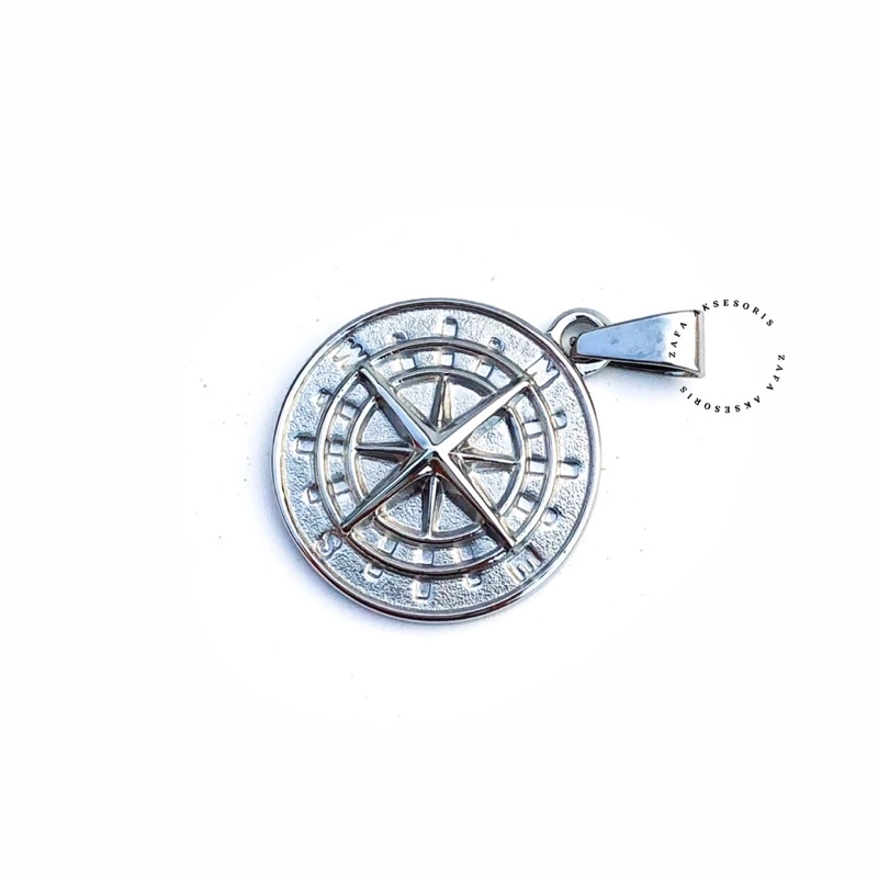 Zafa Liontin Kalung Pria Stainless Steel Anti Karat - Compass