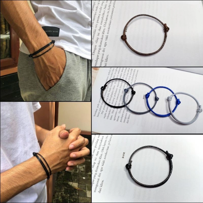 Gelang Tangan Simple Polos 2mm high quality GELANG TALI KOREA TAHAN AIR gelang tangan seribu umat