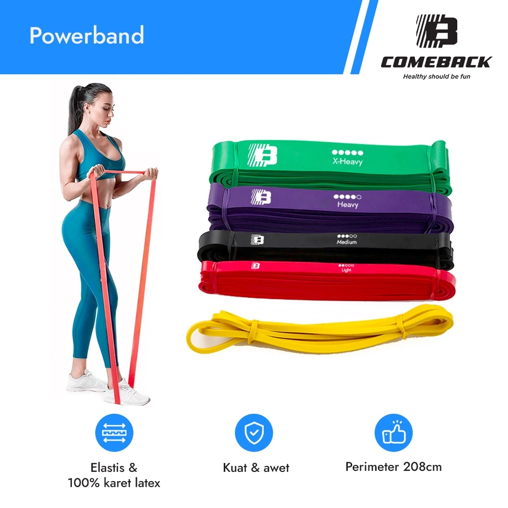 Comeback Powerband Long Resistance Band Karet Olahraga resistance loop, alat olahraga, senam, crossfit, yoga