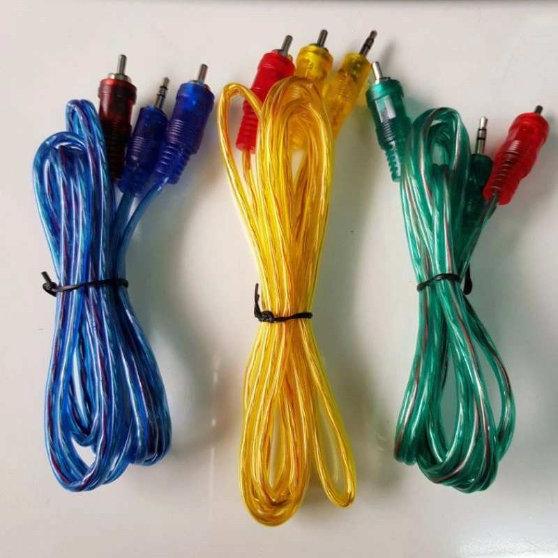 G353 Kabel 2 RCA To Jack Mini Stereo Transparan Kabel Aux 2 in 1 Audio 1.5Meter Kabel Audio Hp Ke Speaker