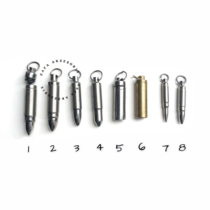 Zafa Liontin Kalung Model Bentuk Peluru Pria Stainless Steel Anti Karat