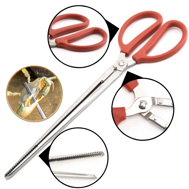 Penjepit Crab Tongs Gunting Capit Pengambil Kepiting Flat Curve Capitan Jepitan Belut Gurita s6412