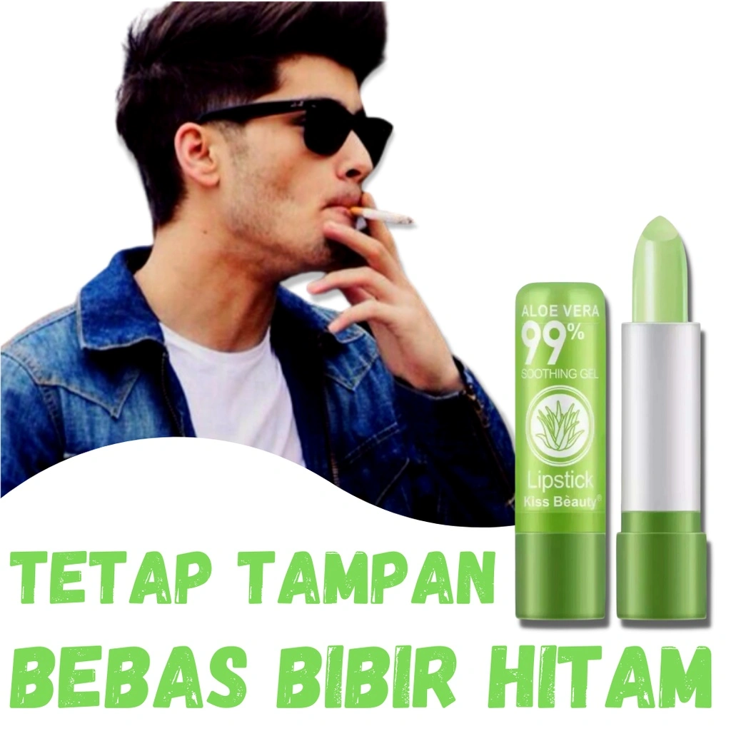 Lip Balm Korea Aloe Vera Lip Blam Untuk Anak dan Wanita Obat Penghilang Pencerah dan Pemerah Bibir Hitam Permanen Pria Perokok / Lipstik Tahan Air dan Minyak Tahan Seharian / Masker Serum Bibir Untuk Bibir Hitam dan Kering BPOM
