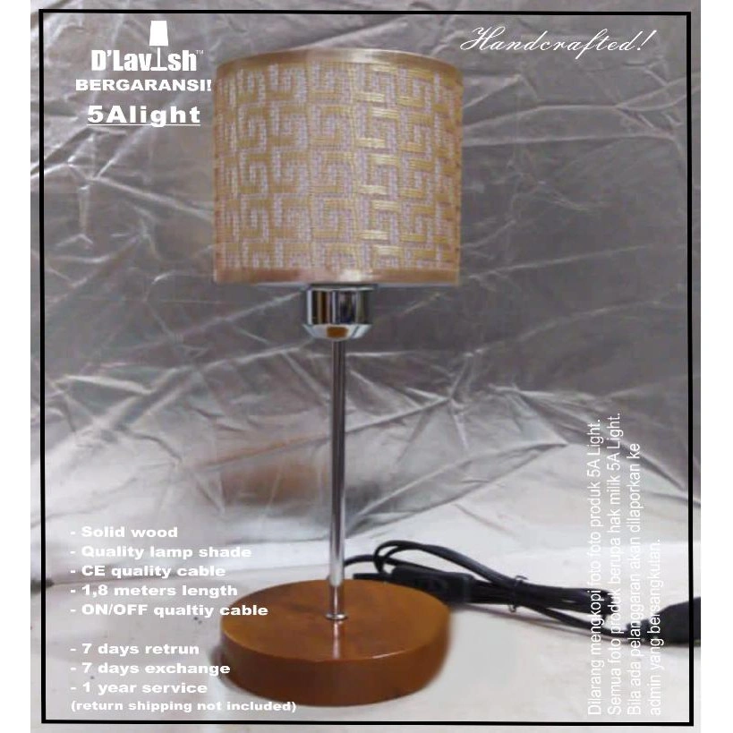 Bali WOOD tinggi 38cm - Lampu Meja Hias/Tidur/Nakas