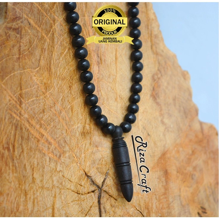 Kalung Kayu Etnik Liontin Galih Kelor Hitam ASLI Natural ORIGINAL Jawa kualitas SUPER by Riza Craft