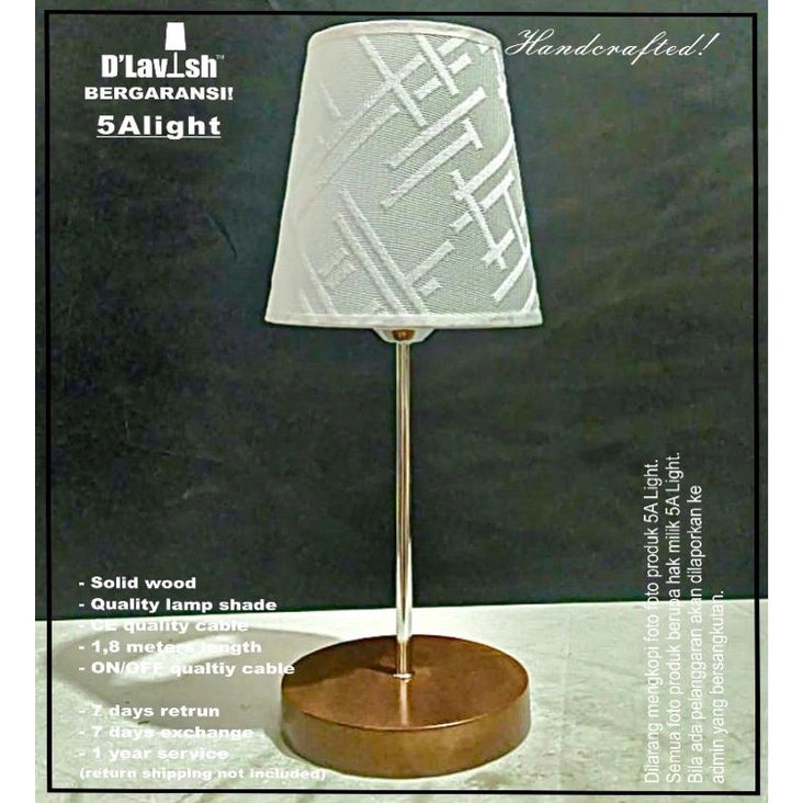 Bali WOOD 38cm - Lampu Meja Hias Nakas/Lampu Tidur