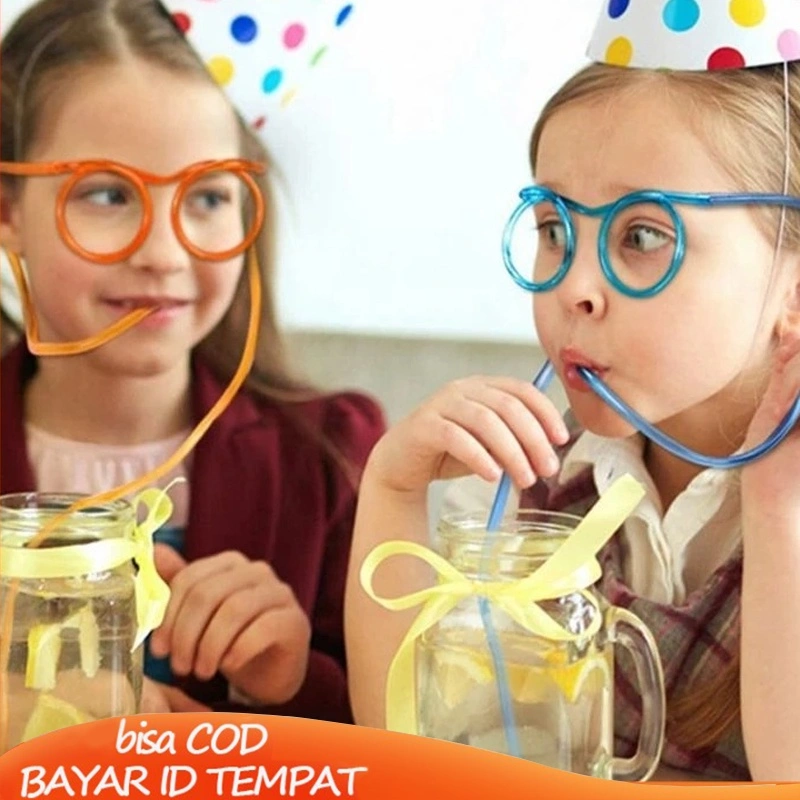 Ready StockKacamata Minum Sedotan Anak Jenggot Kacamata Sedotan Gila Lucu Plastik Seni Sedotan Fashion Murah Kado Hadiah Ulang Tahun COD