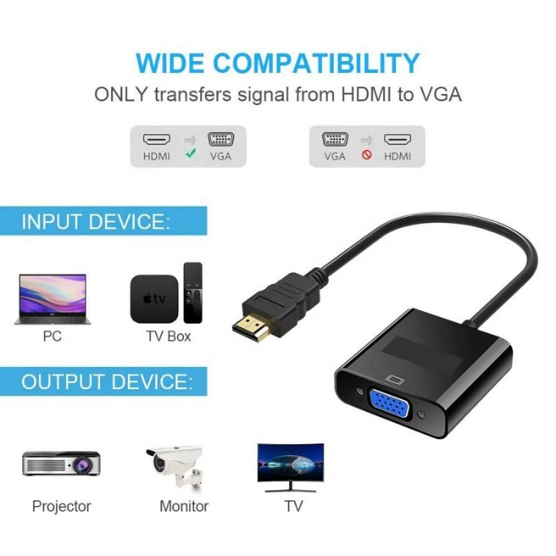Kabel HDMI To VGA CONNECTOR LCD MONITOR ORI 100% ELASTIS MUDAH DIGUNAKAN