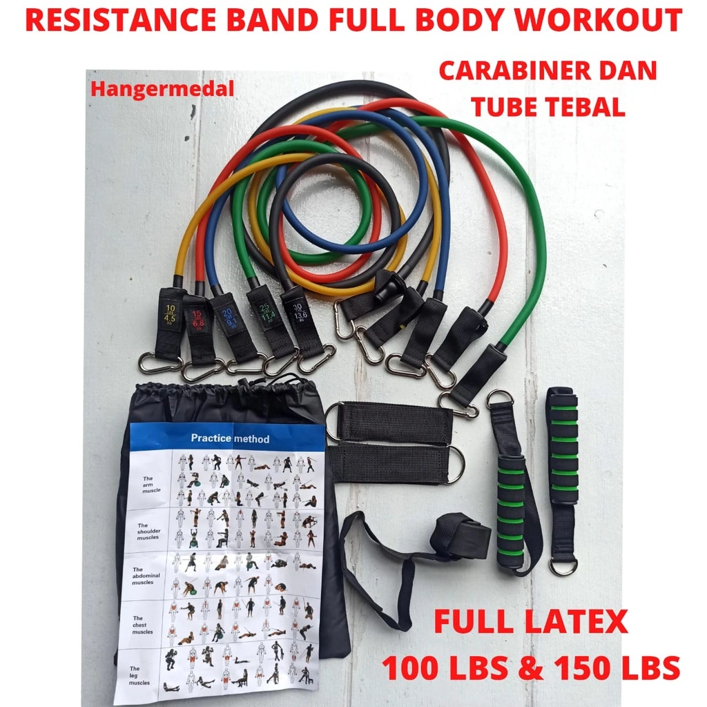 Live Monster 100 150 LBS Resistance Band Set 11 tube home fitness gym yoga