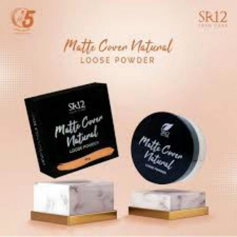 BEDAK TABUR SR12 MEMBUAT WARNA KULIT TERLIHAT RATA-RINGAN DIPAKAI TIAP HARI-MATTE COVER NATURAL LOOSE POWDER SR12