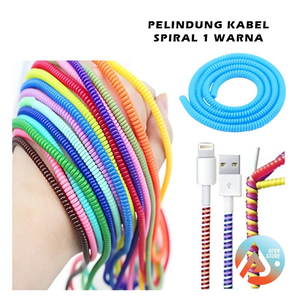 APEN Pelindung Kabel Spiral Cord Protector Lilit Cable Data Charger Headset Solid