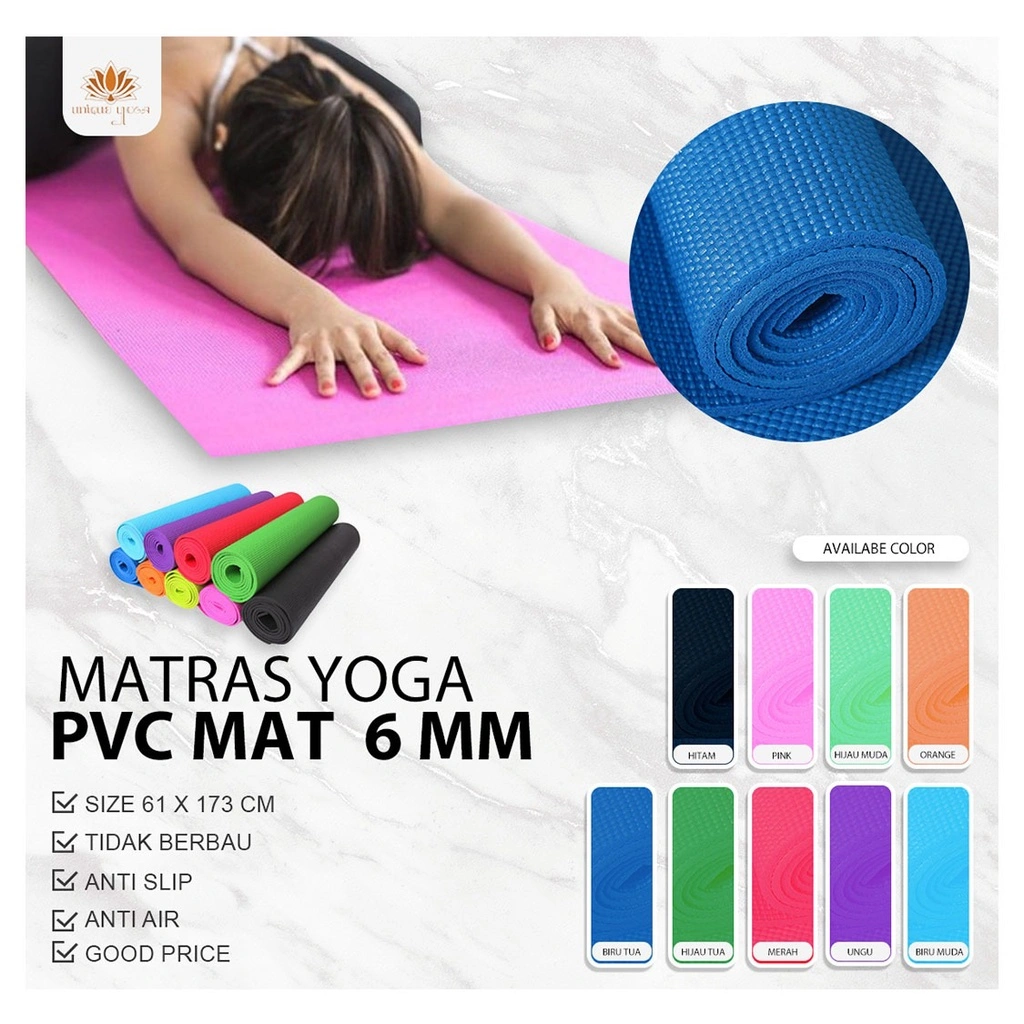 Mat Yoga PVC 6 mm / Matras Yoga Termurah / Matras Senam Yoga / Alas Olahraga Termurah / PVC Yoga Mat / Alas Olahraga Murah / Alas Yoga Murah / Alas Olahraga Pound Fit Murah