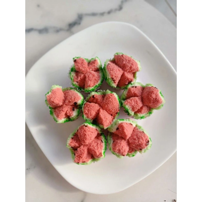 Kue Bolu Kukus Motif Semangka Mekar Enak Lembut Wangi Fresh Homemade Bolu Jadul Cup Cake Halal Murah
