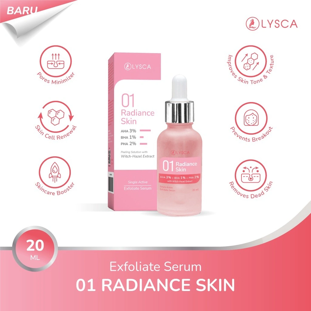 LYSCA 01 RADIANCE SKIN AHA 3%, BHA 1%,  PHA 2%  + Witch Hazel Extract Exfoliate/Peeling Serum 20ml