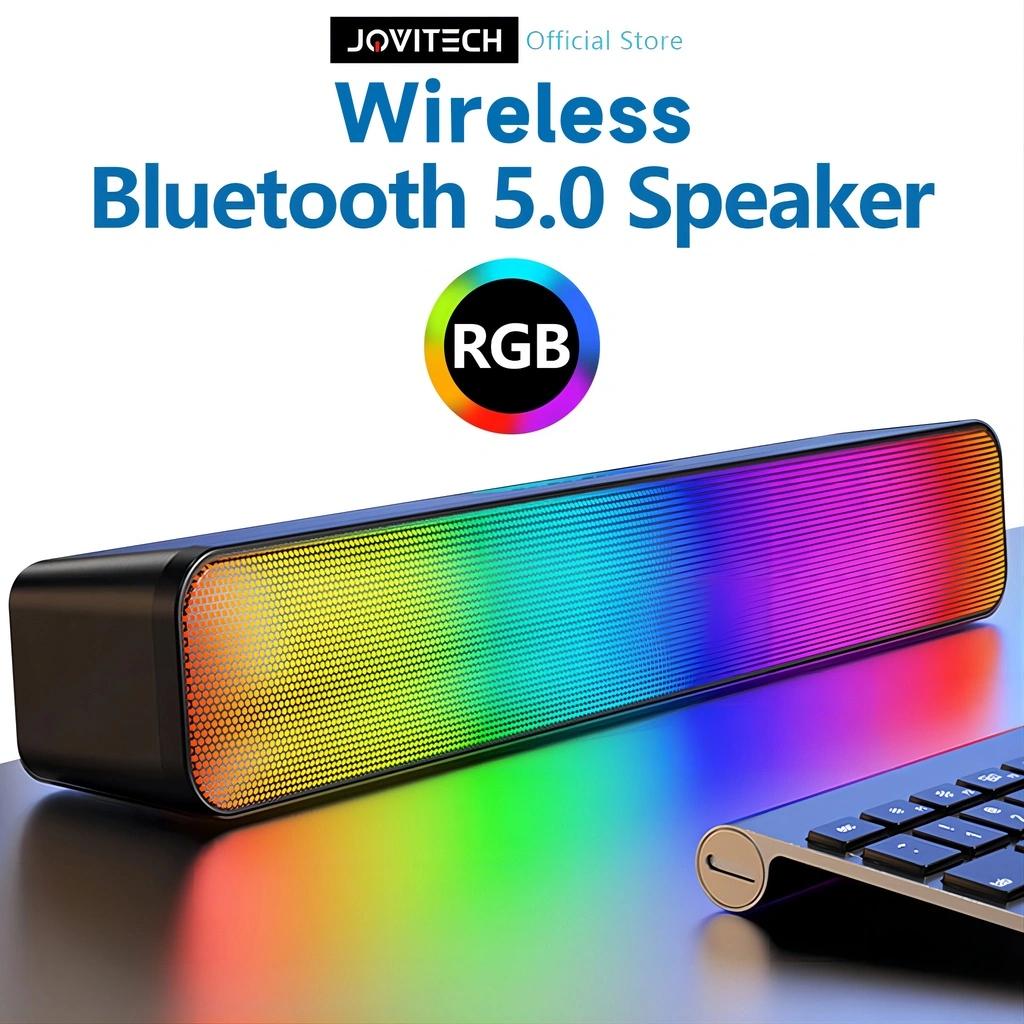 Jovitech Speaker Bluetooth Soundbar RGB 5 Colors LED Light Computer TV Phone TF Multifunction 5.0 Bluetooth Speaker - S19