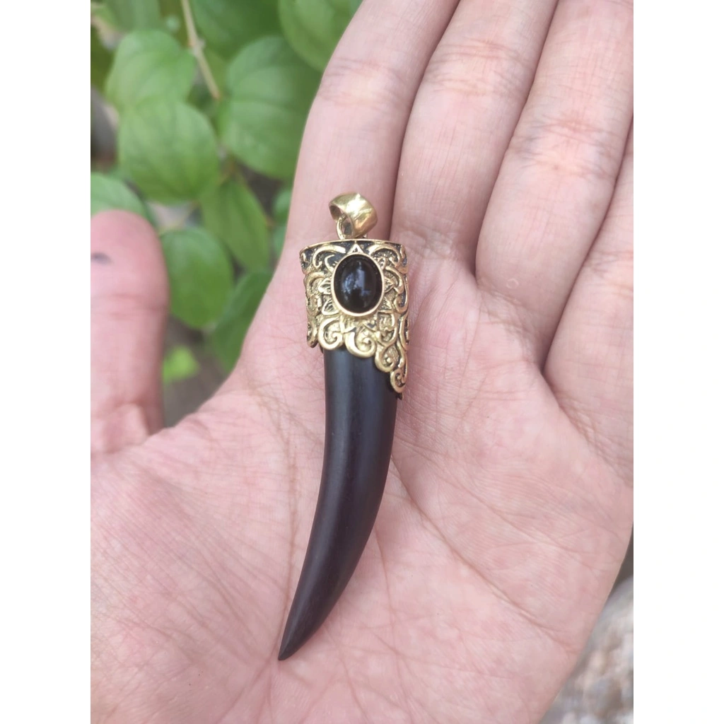 Liontin bandul kalung kayu kelor hitam variasi alpaka model terbaru