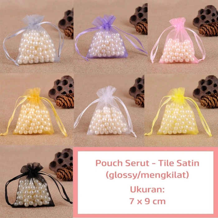 Gift Pouch Kantung Serut Tile Gift Snack Suvenir Aneka Warna 7x9 cm