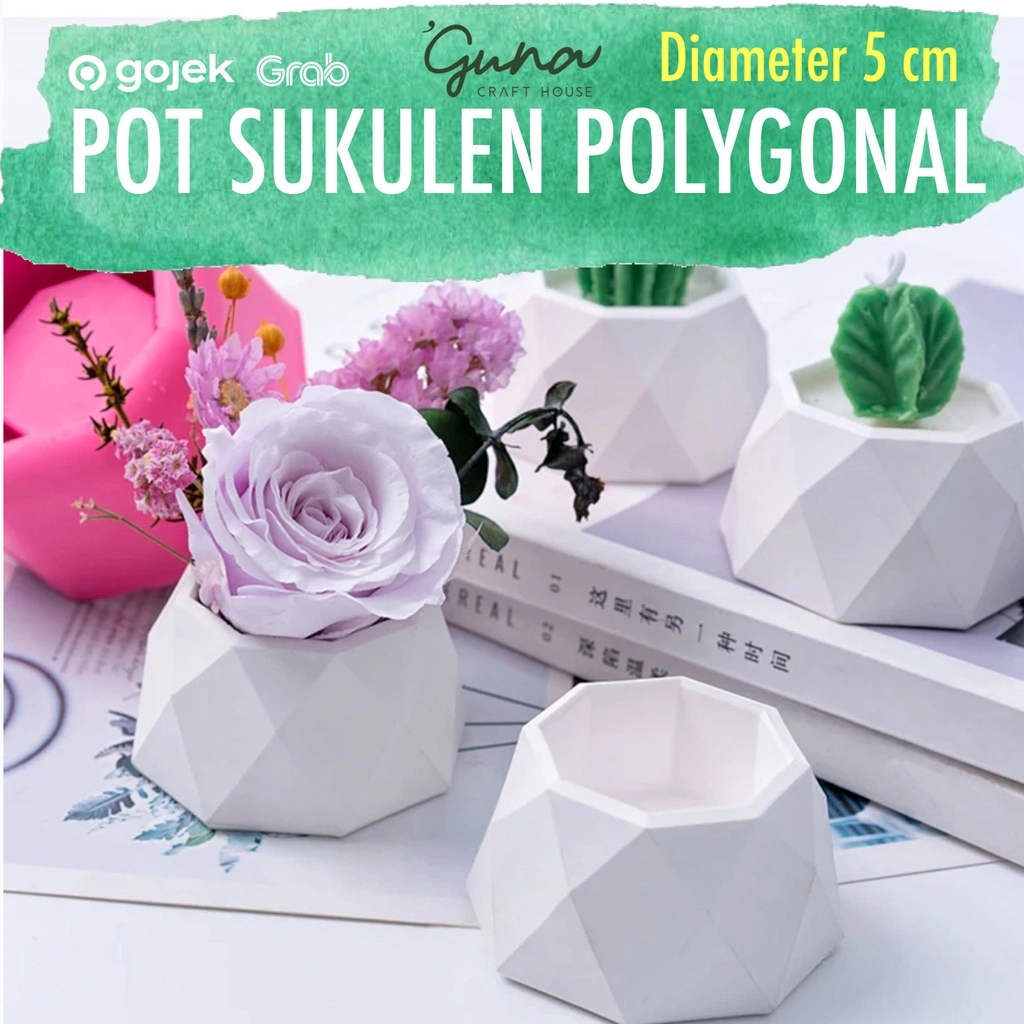 Pot Semen Polygonal Bentuk Diamond - Pot Sukulen Mini - Wadah Lilin Aromaterapi - Dekorasi Tanaman