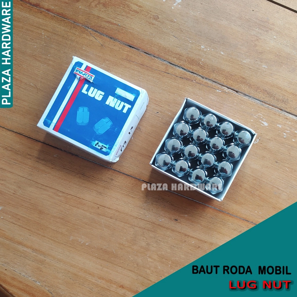 Fujita Lug Nut Mur Roda Racing Mobil Ukuran 19 & 21 Warna Chrome