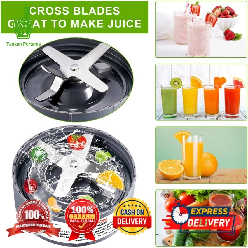 Pisau dan Gear part Mounting 600W 900W 1000W dan 1200W Juicer Blade Cross Razor Blades Extraction Parts For Nutribullet Nutri Bullet Blender Juicer Extractor Replacement