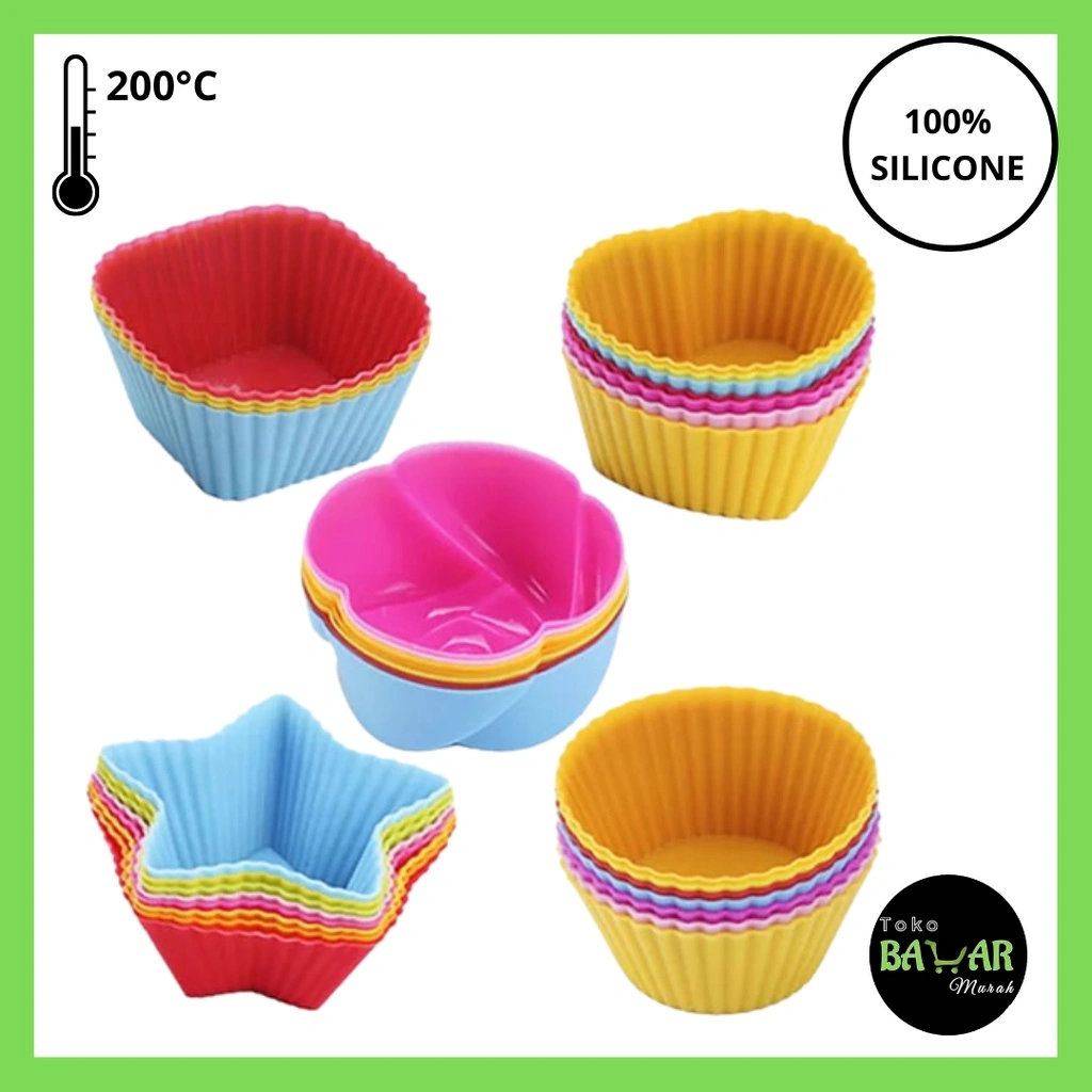 Cetakan Muffin Kue Puding Bahan Silikon Tahan Panas / Cetakan Muffin Cupcake Silikon Food Grade