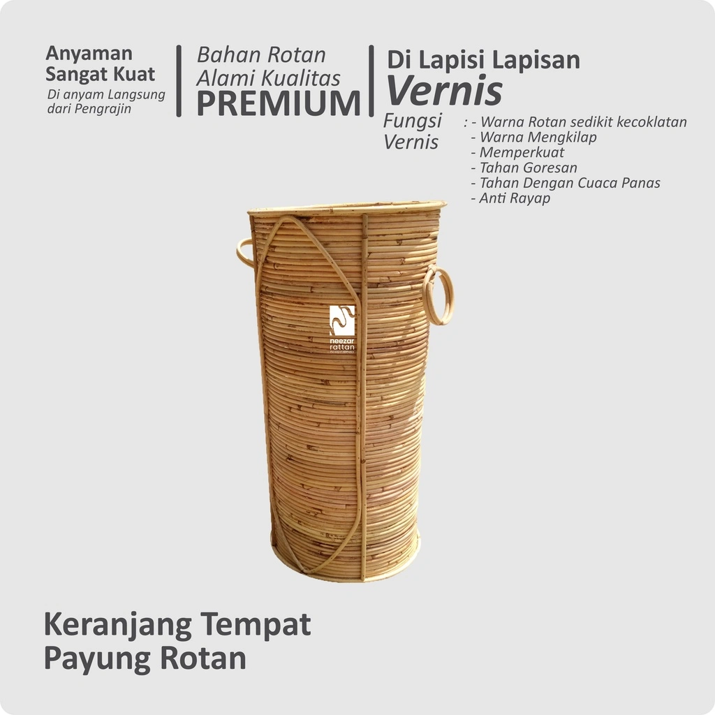 TERLARIS Tempat Wadah Payung Rotan Alami Vernis Rotan Sintetis