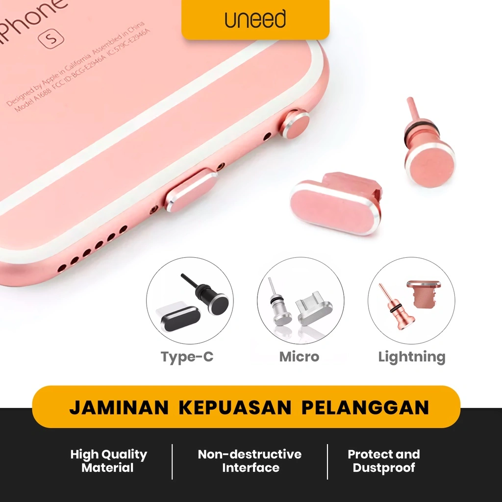UNEED Metal Anti Dust Plug Penutup Port Handphone Anti Debu