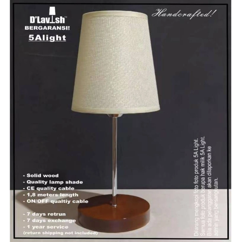 Bali WOOD Tinggi 38cm - Lampu Meja Hias Minimalis/Nakas/Tidur