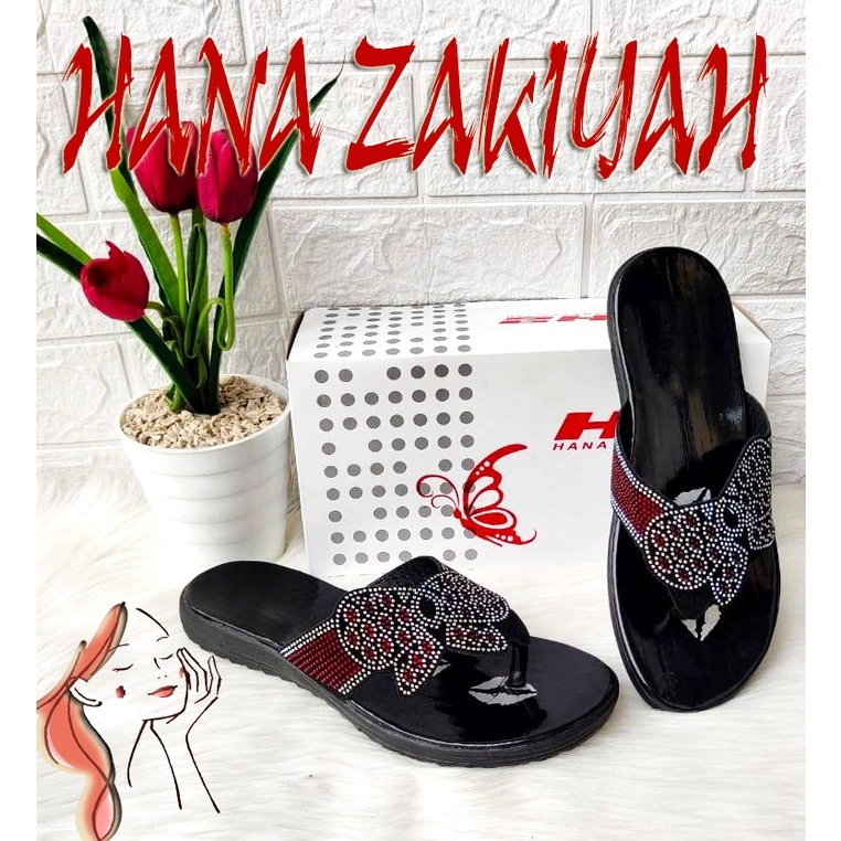 HANA ZAKIYAH SANDAL ORIGINAL JAPIT PITA KUPU_KUPU WITH DUS