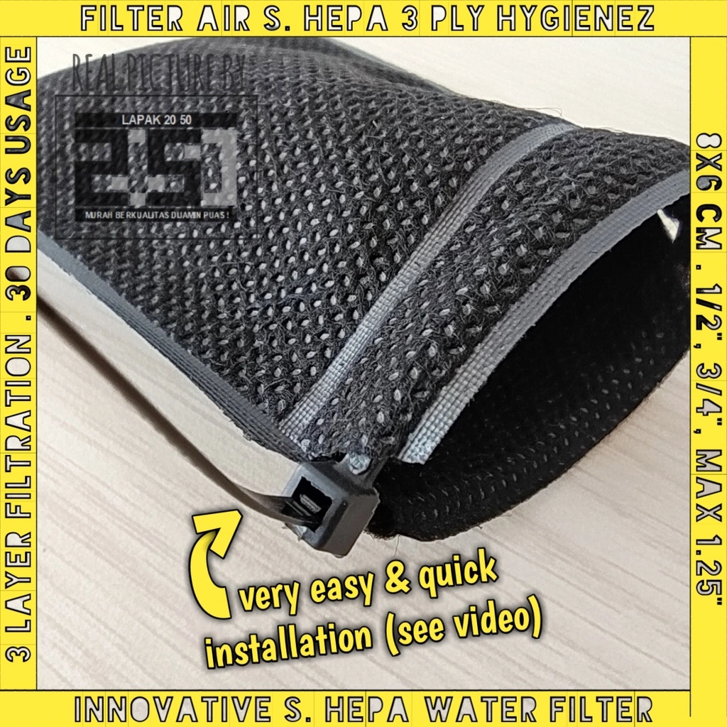 Paket Hemat dpt 5 pcs Filter Air Kran Reguler XL JUMBO Terbaik HYGIENEZ Saringan Kain 3 Lapis Mikron Semi Hepa Kantong Sambungan Tambahan Keran Wastafel Bak Kamar Mandi Tandon Toren Sumur Bor PDAM Akuarium Aquarium Ikan Kolam Renang Batu Penyaring ZERNII