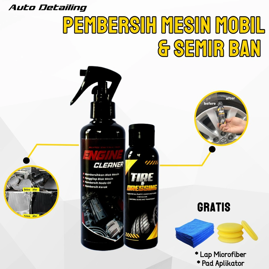 Auto Detailing Pembersih Kerak Mesin Motor Mobil Penghitam Ban Kendaraan Dressing Mesin Semir Ban