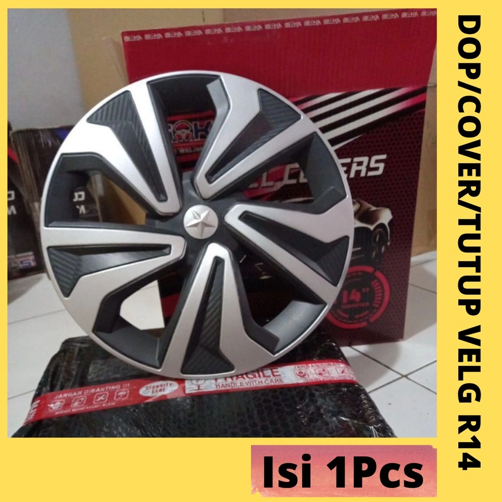 Wheel cover dop velg ring14 silver hitam isoka