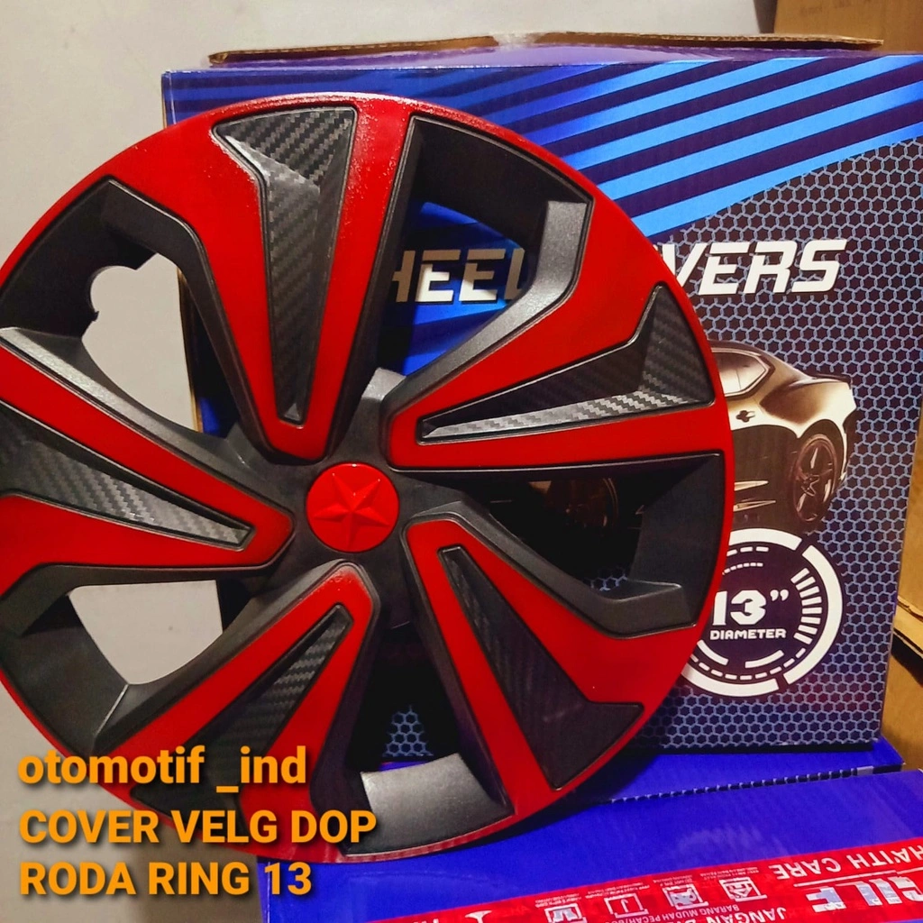 Cover velg dop roda / tutup velg roda ring13 merah hitam universal