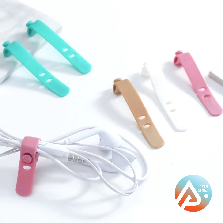 APEN Pengikat Kabel Charger Silikon Organizer Cable Clip Cord Penggulung Headset Karet Perapih