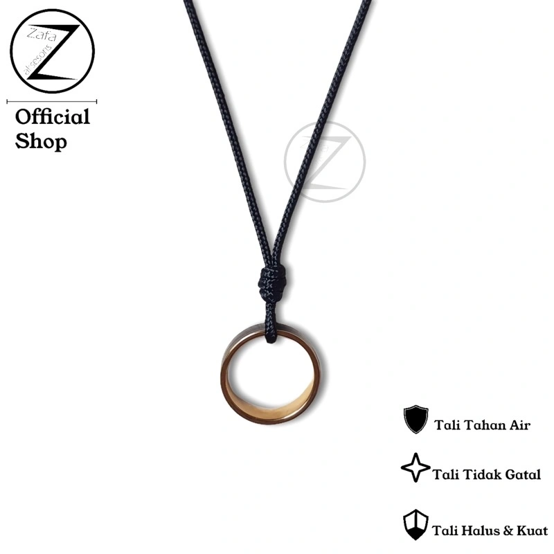 Zafa Kalung Tali Pria Wanita Liontin Cincin Couple Titanium Stainless Steel Anti Karat