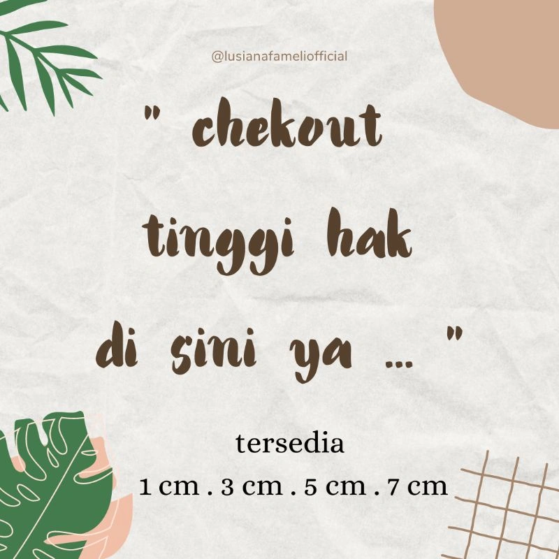 SUNJA | khusus chekoutan tinggi hak yang tersedia