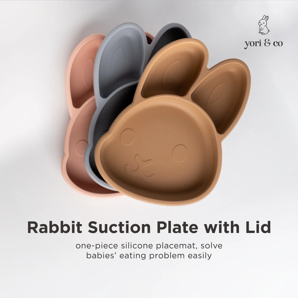 yoriandco | Piring MPASI Bayi dan Anak dengan Tutup Rabbit Suction Plate with Lid